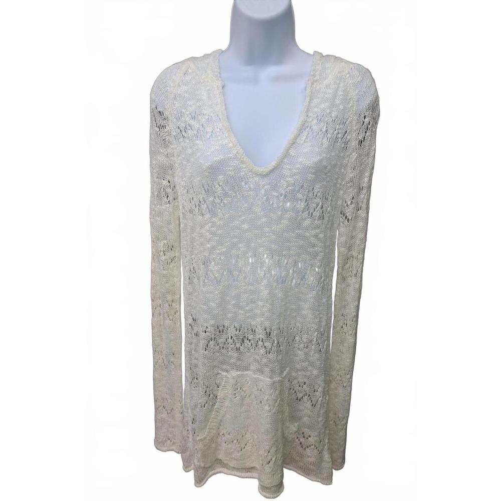 NEW SWEET CLAIRE long hoodie pocket sweater in ivory